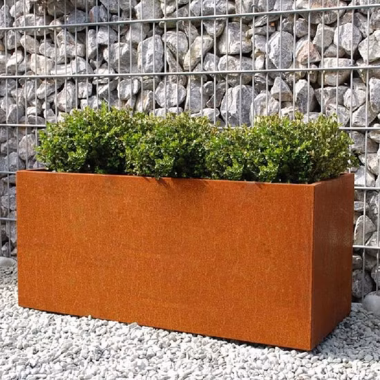 Modern Garden Planters Rectangle Corten Steel Planter Pots