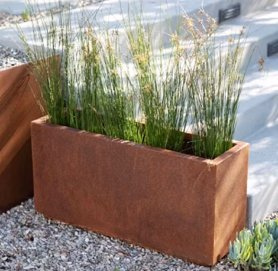 Modern Garden Planters Rectangle Corten Steel Planter Pots